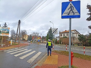 policjant przy przejściu dla pieszych