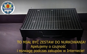 Zdjęcie mini grilla i NAPIS To miał być zestaw do nurkowania! Apelujemy o czujność i rozwagę podczas zakupów w Internecie!