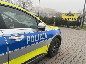 policjanci sprawdzają punkt sprzedaży choinek