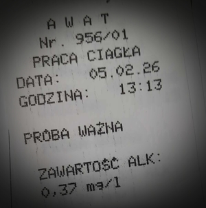 wydruk z alkometra