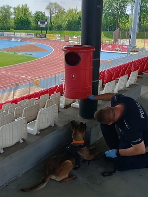 szkolenie psów służbowych na stadionie